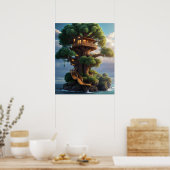 Poster Caractères animaux mignons Une maison d'arbre maje (Cuisine)