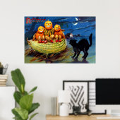 Poster Caractères citrouilles et Chat noir (Bureau à domicile)