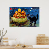 Poster Caractères citrouilles et Chat noir (Cuisine)