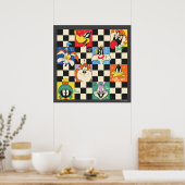 Poster Caractères LOONEY TUNES™ sur Checker noir et blanc (Cuisine)