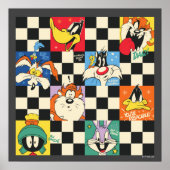 Poster Caractères LOONEY TUNES™ sur Checker noir et blanc (Devant)