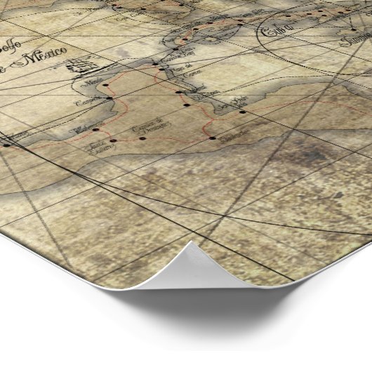 Poster Caraïbes - ancienne carte (Coin)