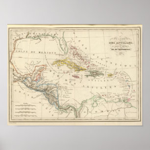 Poster Caraïbes, golfe du Mexique et Guatemala