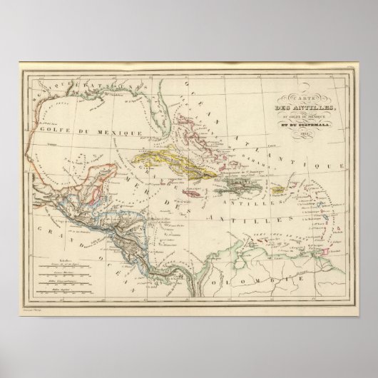 Poster Caraïbes, golfe du Mexique et Guatemala (Devant)