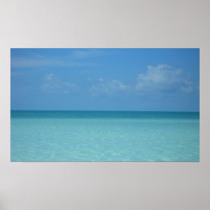 Poster Caraïbes Horizon Tropical Turquoise Bleu