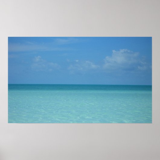 Poster Caraïbes Horizon Tropical Turquoise Bleu (Devant)