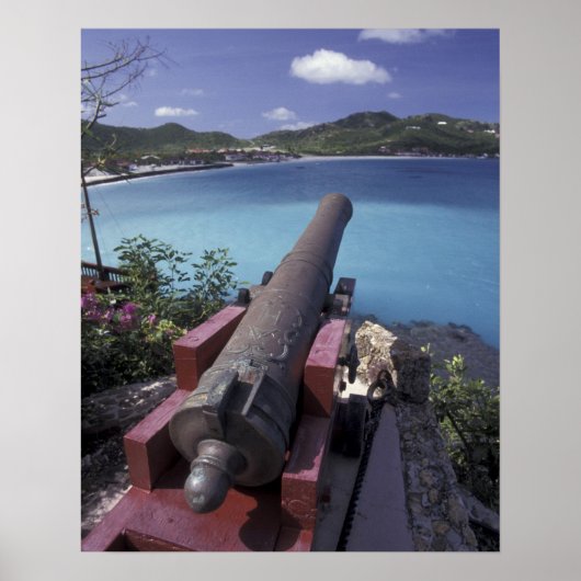 Poster CARAÏBES, St. Barts, Connon visant la baie de (Devant)