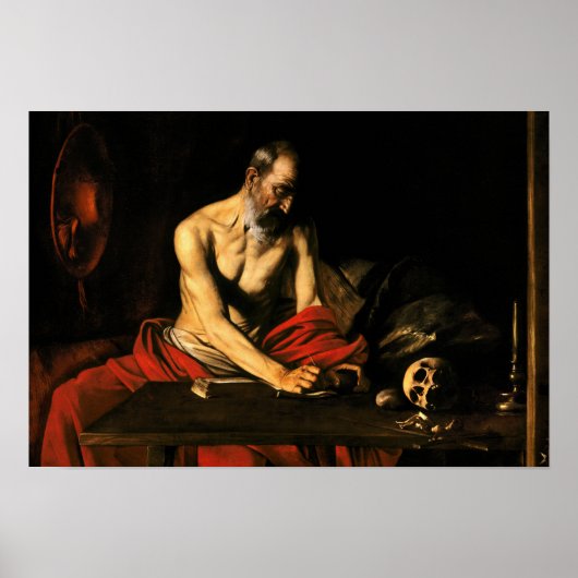 Poster Caravaggio - Écriture Saint Jérôme (Devant)