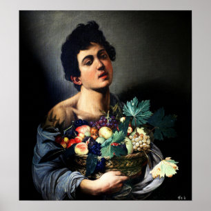 Poster Caravaggio - Garçon Avec Panier De Fruits 1593
