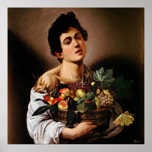 Poster Caravaggio - Garçon avec panier de fruits (1593) (Devant)