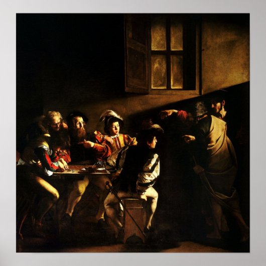 Poster Caravaggio - L'Appel De Saint Matthieu 1600 (Devant)