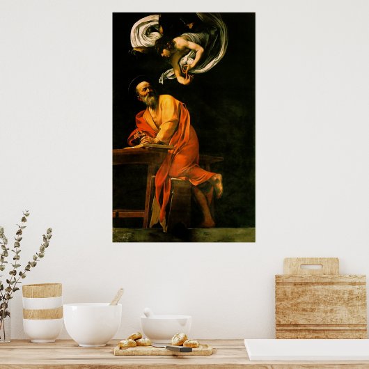 Poster Caravaggio L'Inspiration De Saint Matthieu (Cuisine)