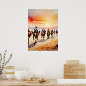 Poster Caravane à chameaux dans le désert, Boho Travel Pa (Cuisine)