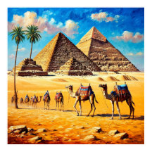 Caravane à chameaux traversant les pyramides du dé
