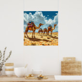 Poster Caravane de chameaux du désert au coucher du solei (Cuisine)