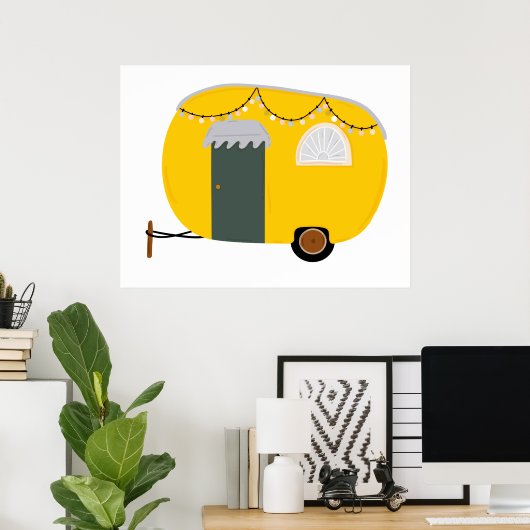 Poster Caravane jaune mignonne (Bureau à domicile)