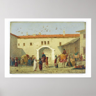 Poster Caravansérail chez Mylasa, Turquie, 1845 (huile