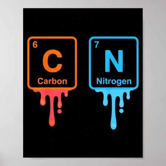 Poster Carbon Nitrogen Science Design Fun Chemistry Lover (Devant)