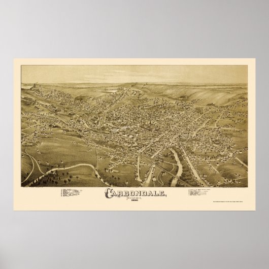 Poster Carbondale, PA Carte panoramique - 1890 (Devant)