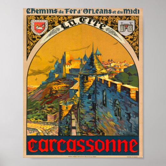 Poster Carcassonne Vintage Français Travel (Devant)