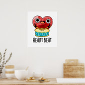 Poster Cardiaque Beat Funny Heart Drummer Pun (Cuisine)