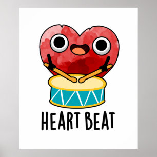 Poster Cardiaque Beat Funny Heart Drummer Pun