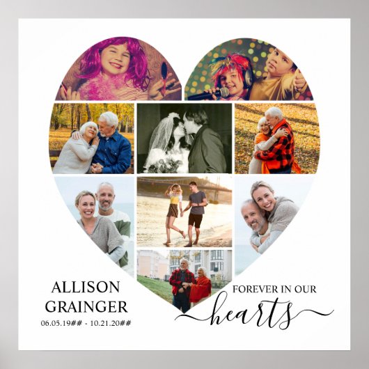 Poster Cardiaque en forme de 9 photo Collage pour toujour (Devant)