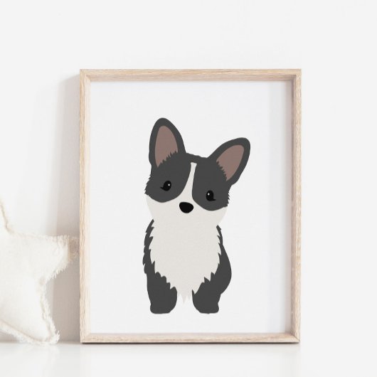 Poster Cardigan Black Corgi Dog Nursery & Kids