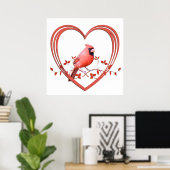 Poster Cardinal au coeur (Bureau à domicile)