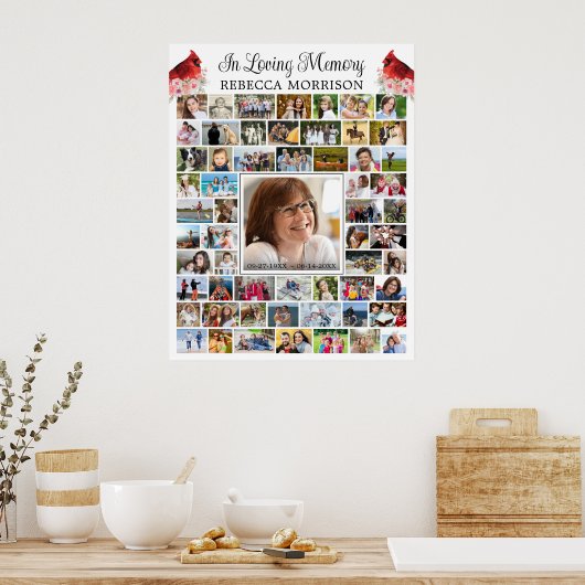 Poster Cardinal commémoratif 59 Photo Collage Script (Cuisine)