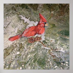 Poster Cardinal dans la qualité de l'arbre du sapin Impri
