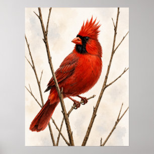 Poster Cardinal du Nord mâle