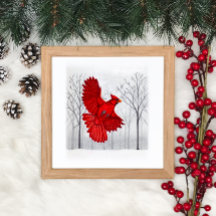 Cardinal en Art hivernal neige