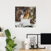 Poster Cardinal Et Bruant Dans La Neige (Bureau à domicile)