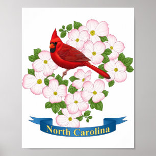 Poster Cardinal oiseau chien de l'État de Caroline du Nor