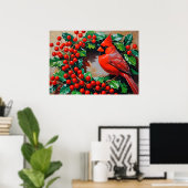 Poster Cardinal rouge avec couronne (Bureau à domicile)