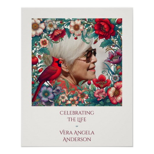 Poster Cardinal rouge Célébration de la vie PHOTO (Devant)