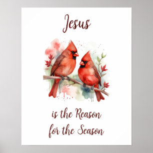 Poster Cardinal rouge de Noël Jésus raison de la saison