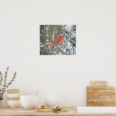 Poster Cardinal rouge en hiver (Cuisine)