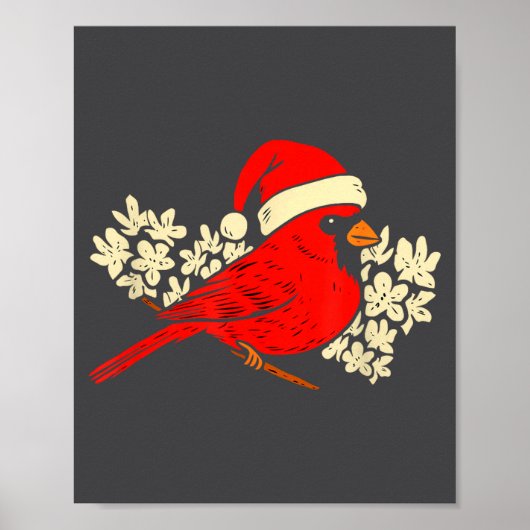 Poster Cardinal rouge oiseau de Noël pull de Noël laid (Devant)