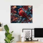 Poster Cardinal rouge perché sur une branche (Bureau à domicile)