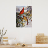 Poster Cardinaux en hiver (Cuisine)