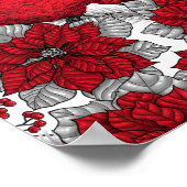 Poster Cardinaux et poinsettia en rouge et blanc (Coin)