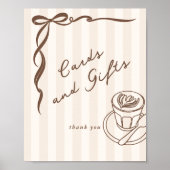 Poster Cards and gifts Bebe Cafe Brown Bow Handdrawn (Devant)