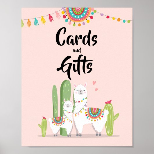 Poster Cards and Gifts Fiesta Llama Baby Shower Sign (Devant)