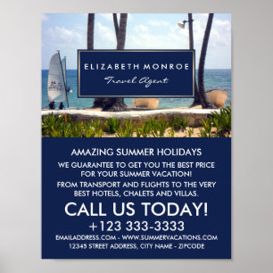 Poster Caribbean Beach, agent de voyage publicité