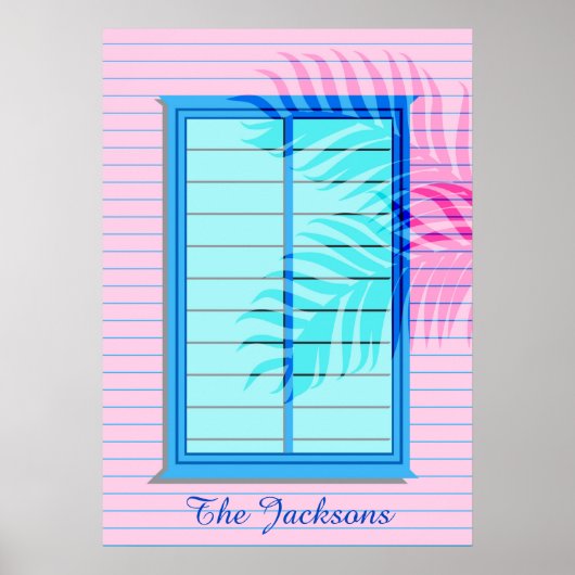 Poster Caribbean Beach House Hideaway dans Pastel Pink Bl (Devant)