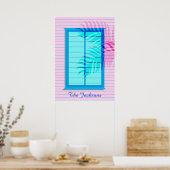 Poster Caribbean Beach House Hideaway dans Pastel Pink Bl (Cuisine)