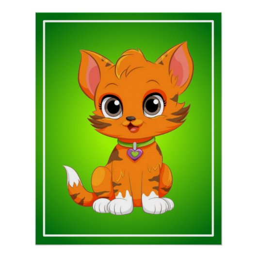 Poster Caricature adorable de chat (Devant)