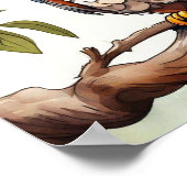 Poster Caricature aquarelle d'un mur d'hibou ! (Coin)